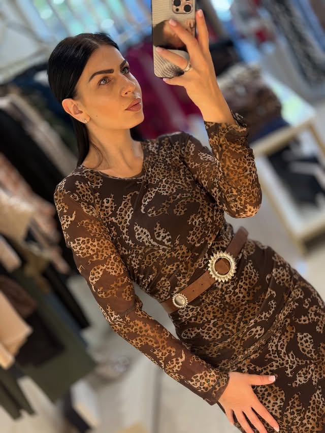 Leopard Print Brown Dress