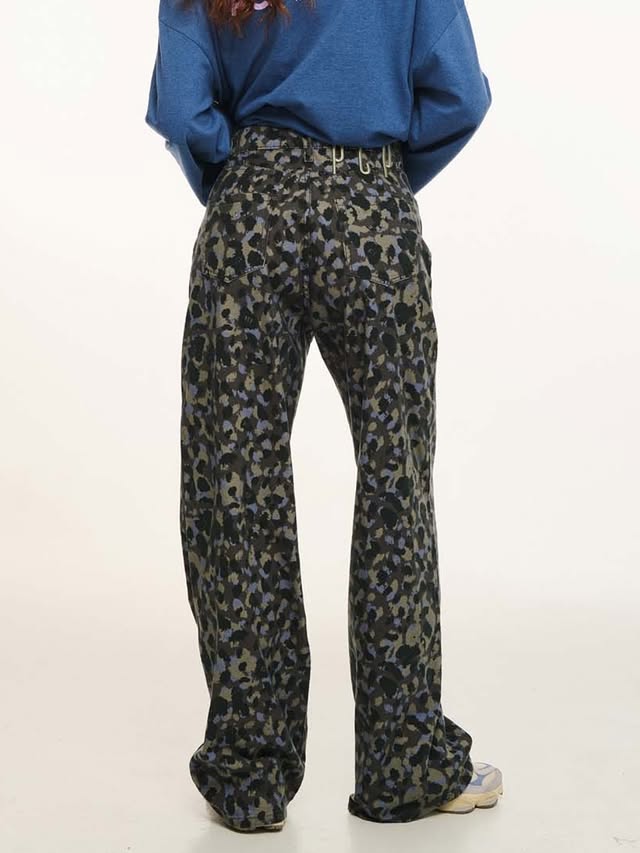 Leopard Print Wide Leg Pants