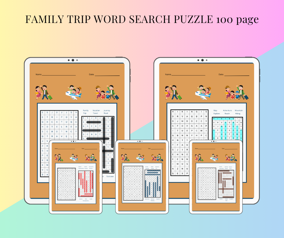 Family Trip Word Search Puzzle – 100 Pages
