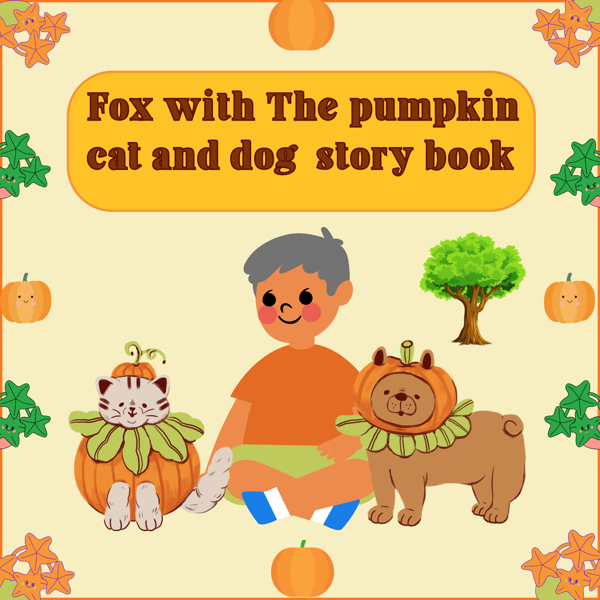 Fox with The Pumpkin Cat and Dog Story Book