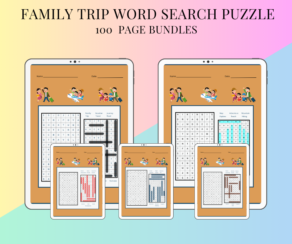 Family Trip Word Search Puzzle Bundle