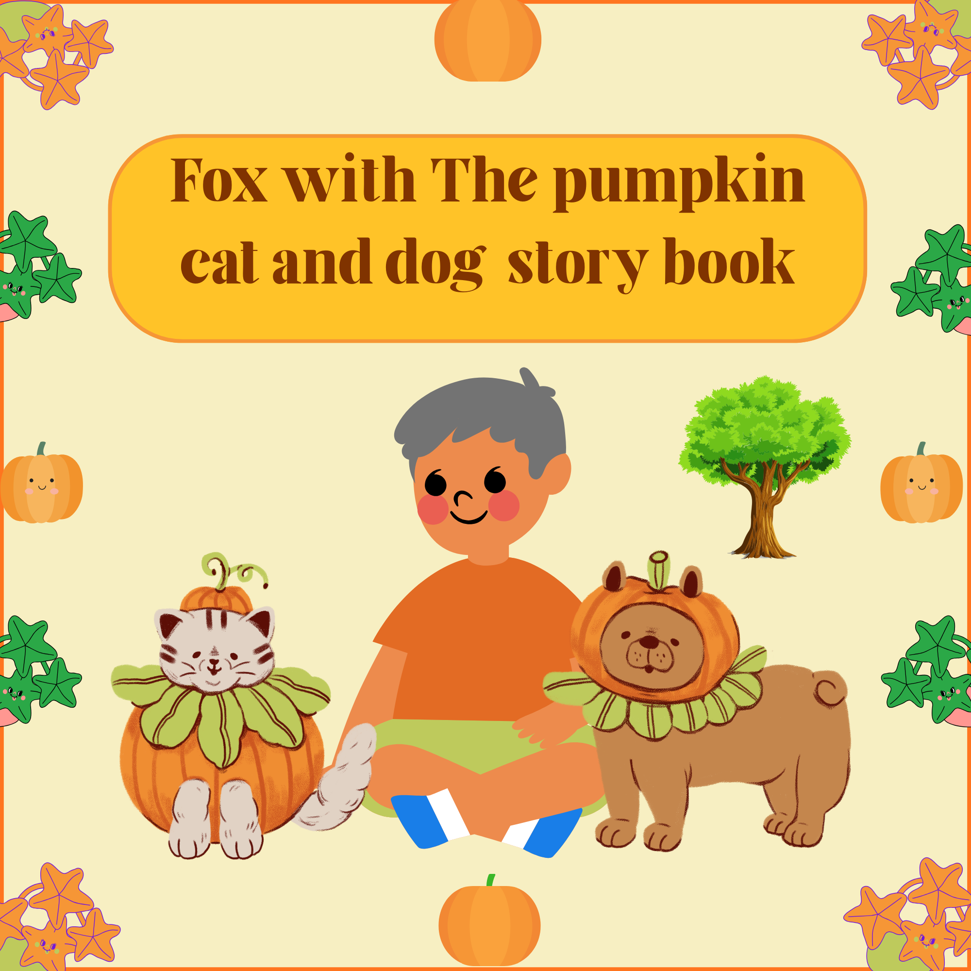 Fox with The Pumpkin Cat and Dog Story Book