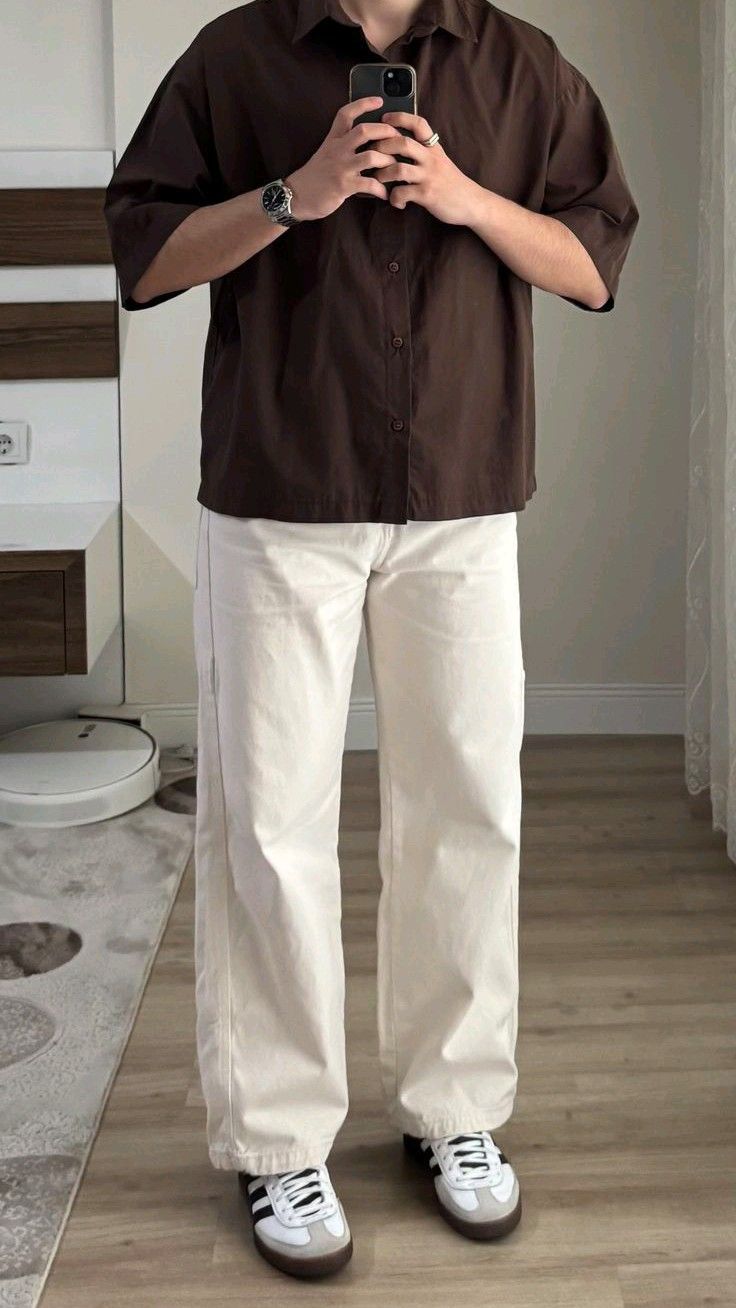 Men's casual brown shirt
