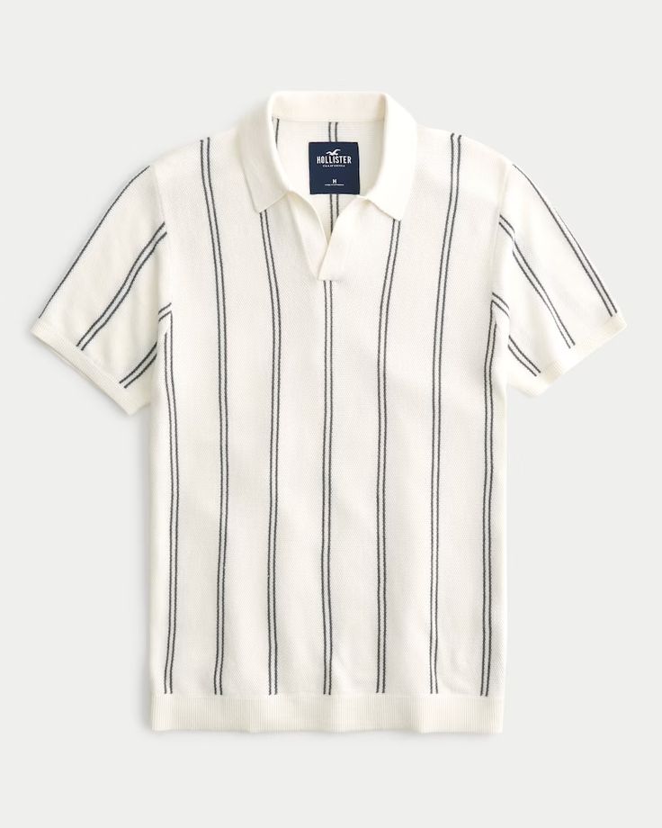 Men's striped knit polo shirt