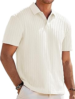 Men's White Knit Polo Shirt