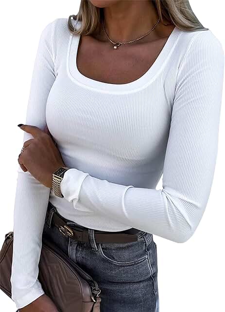 White Long Sleeve Ribbed Top