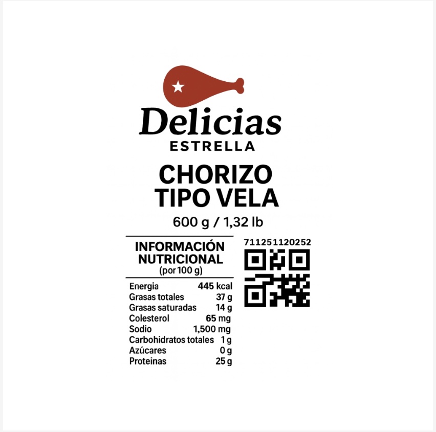 Chorizo tipo vela Delicias Estrella 600 g / 1.32 lb