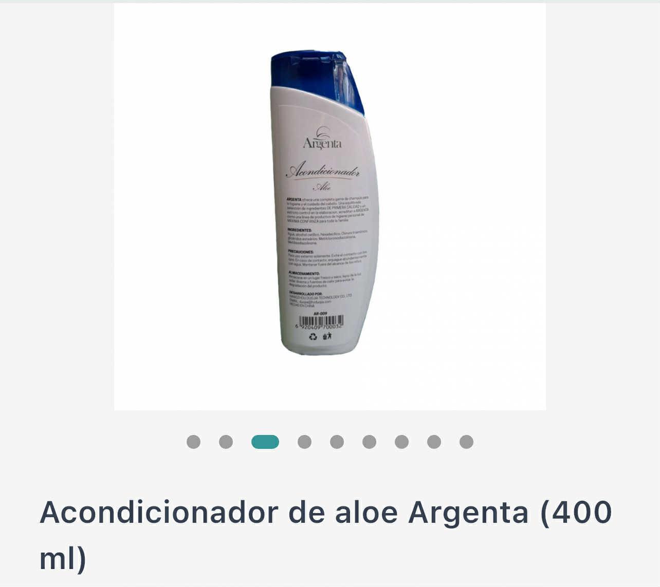 Acondicionador de aloe Argenta (400 ml)