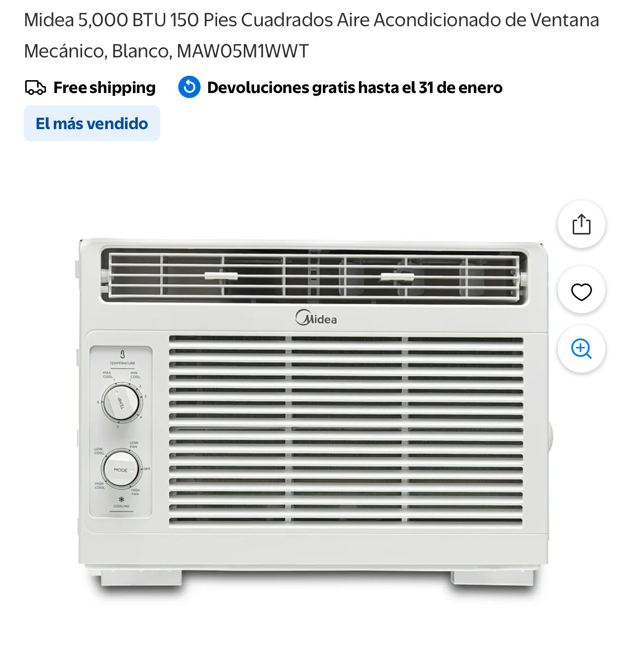 Aire acondicionado de ventana Midea w