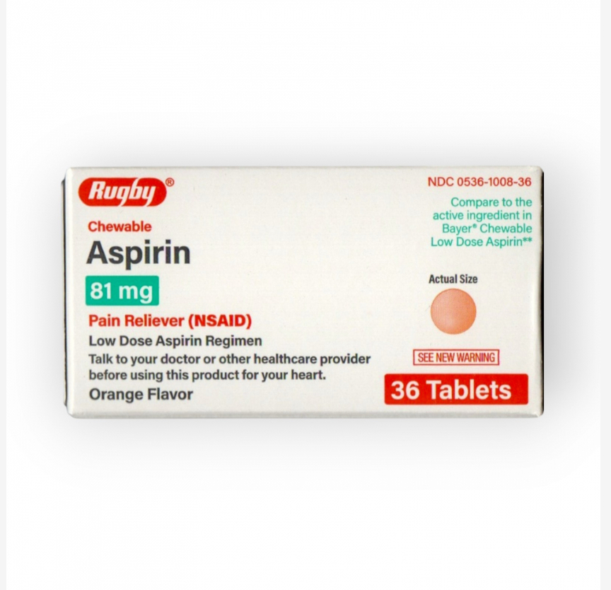 Aspirina masticable Rugby 81 mg