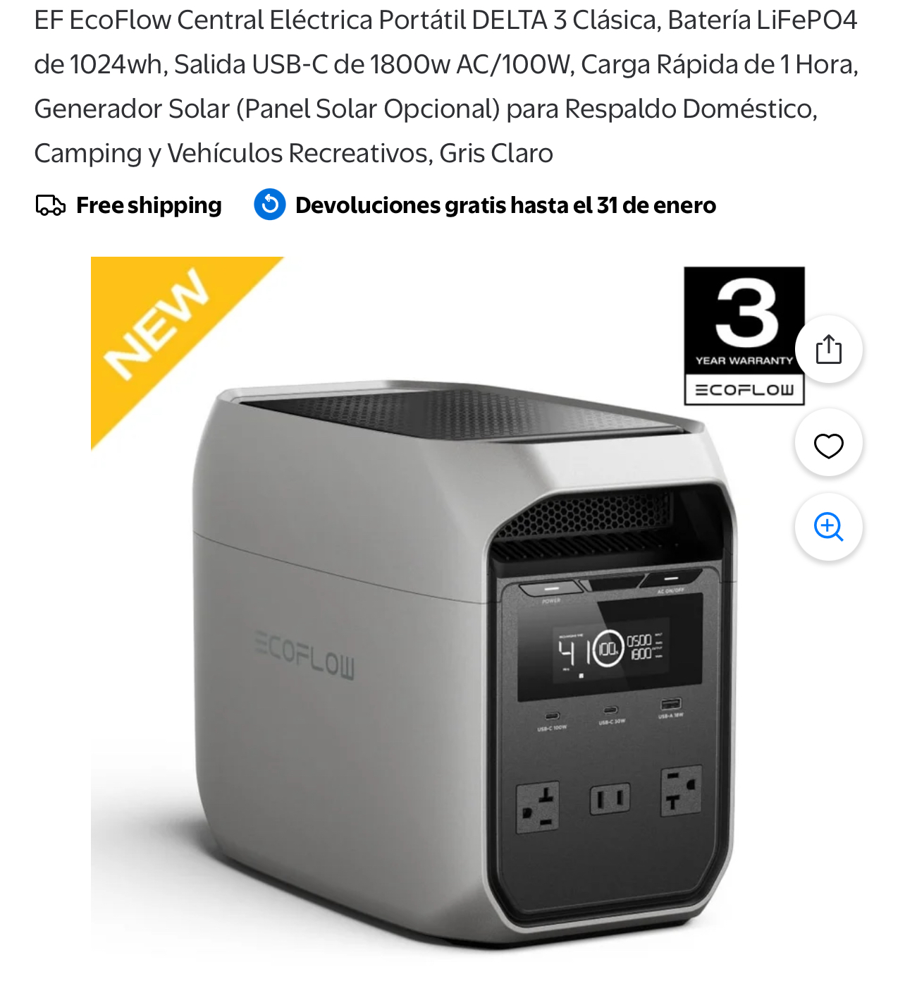 Central eléctrica portátil EcoFlow DELTA 3