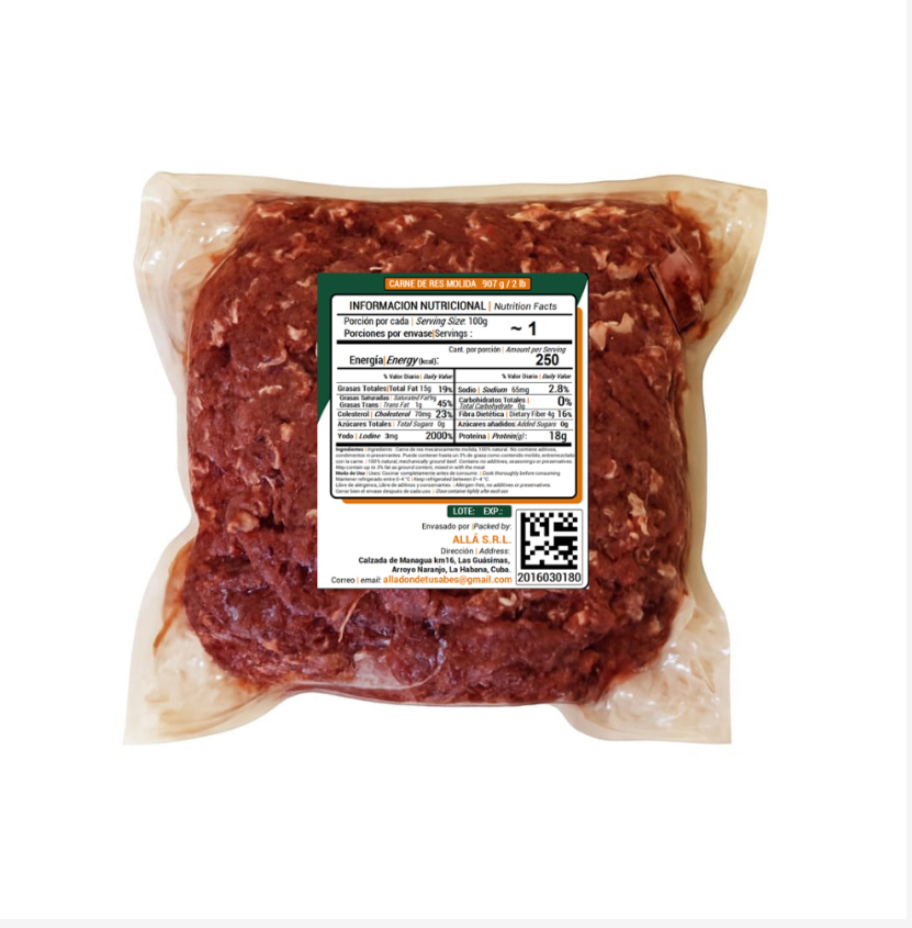 Carne de res molida 907g / 2 lb