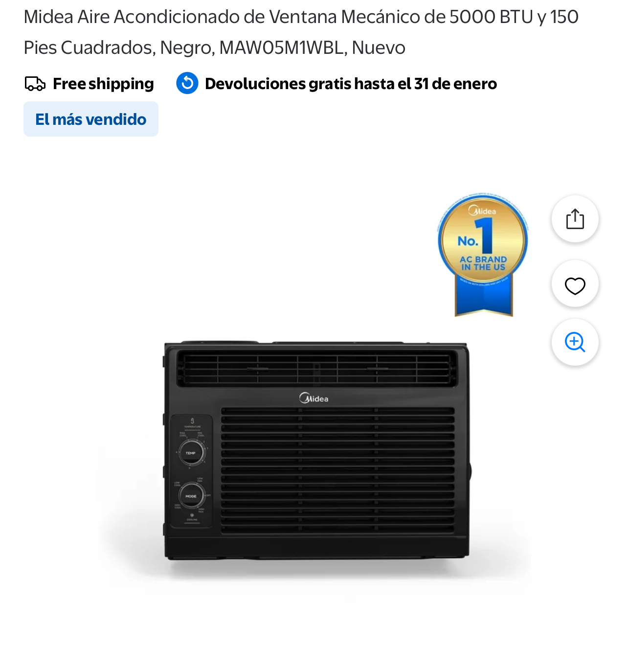 Aire acondicionado de ventana Midea w