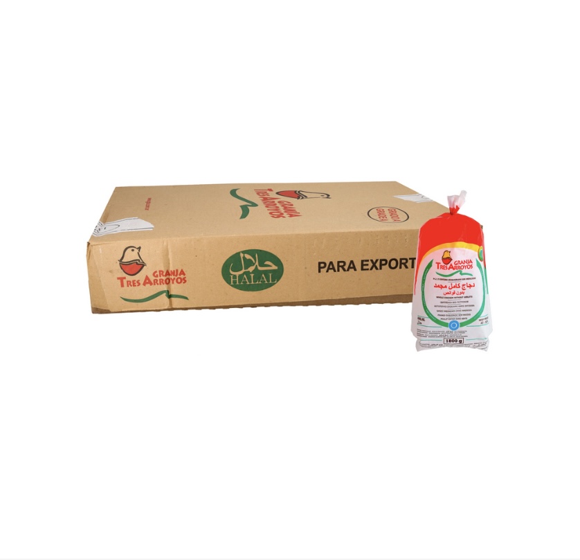 Caja de pollo entero eviscerado 10x1.6kg /3.52 Lb