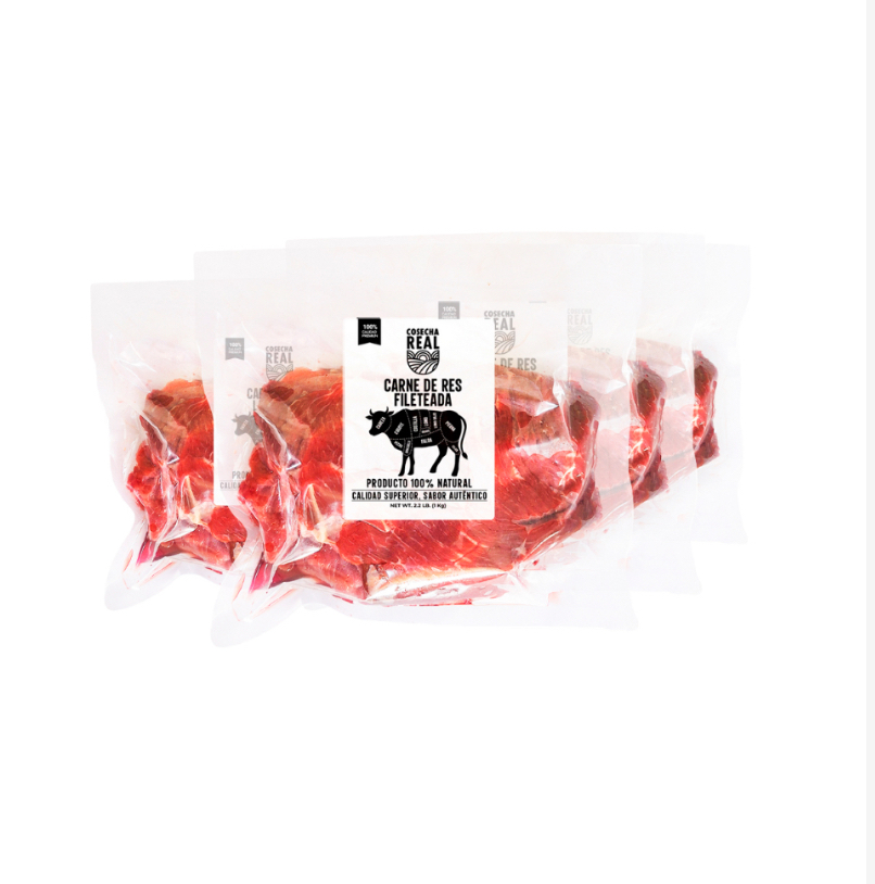 Carne de res fileteada Cosecha Real 5x1 kg/ 2.2 lb