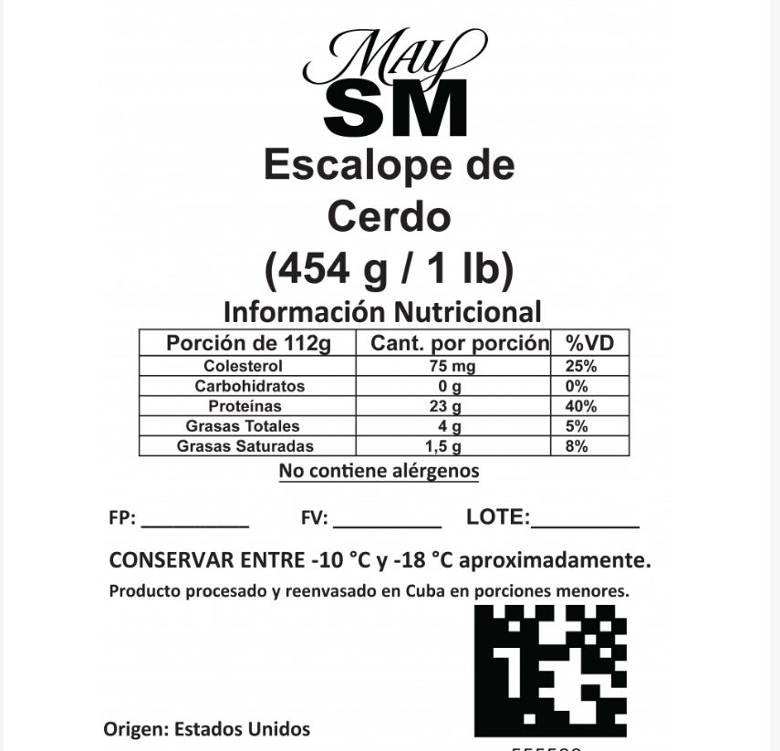 Escalope de cerdo May sm (454 g / 1 lb)