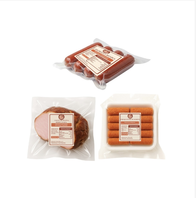 Chorizo rojo, jamón de pierna deshuesada y croquetas de jamón