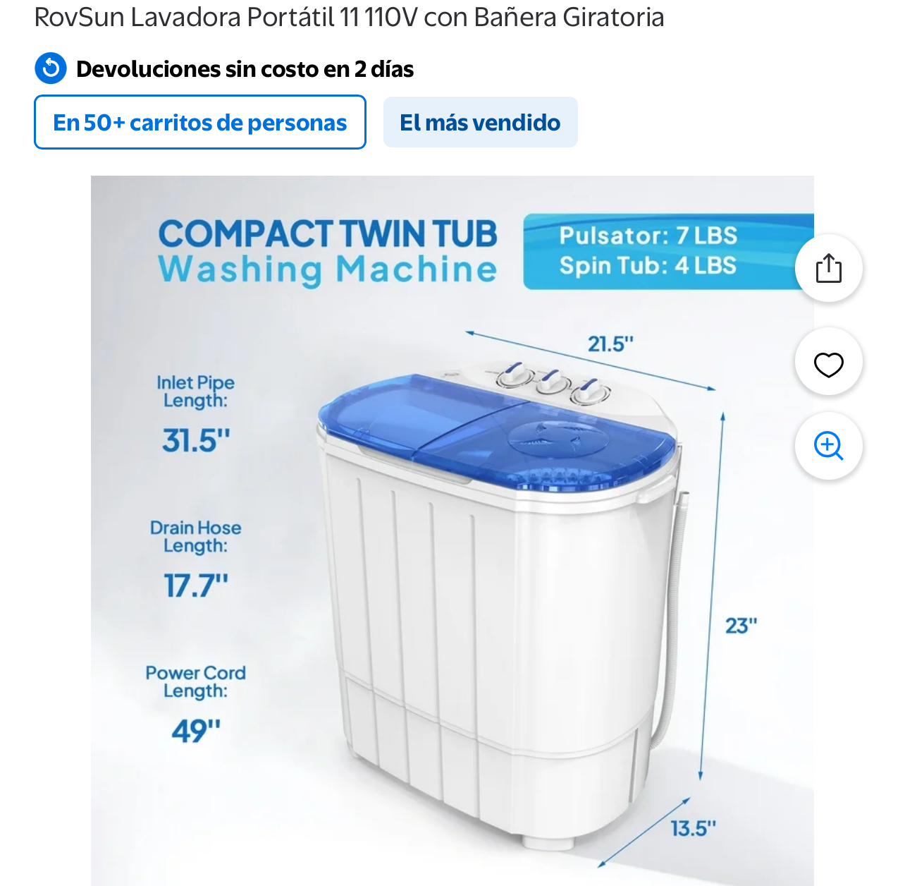 Lavadora Portátil RovSun 11 110V