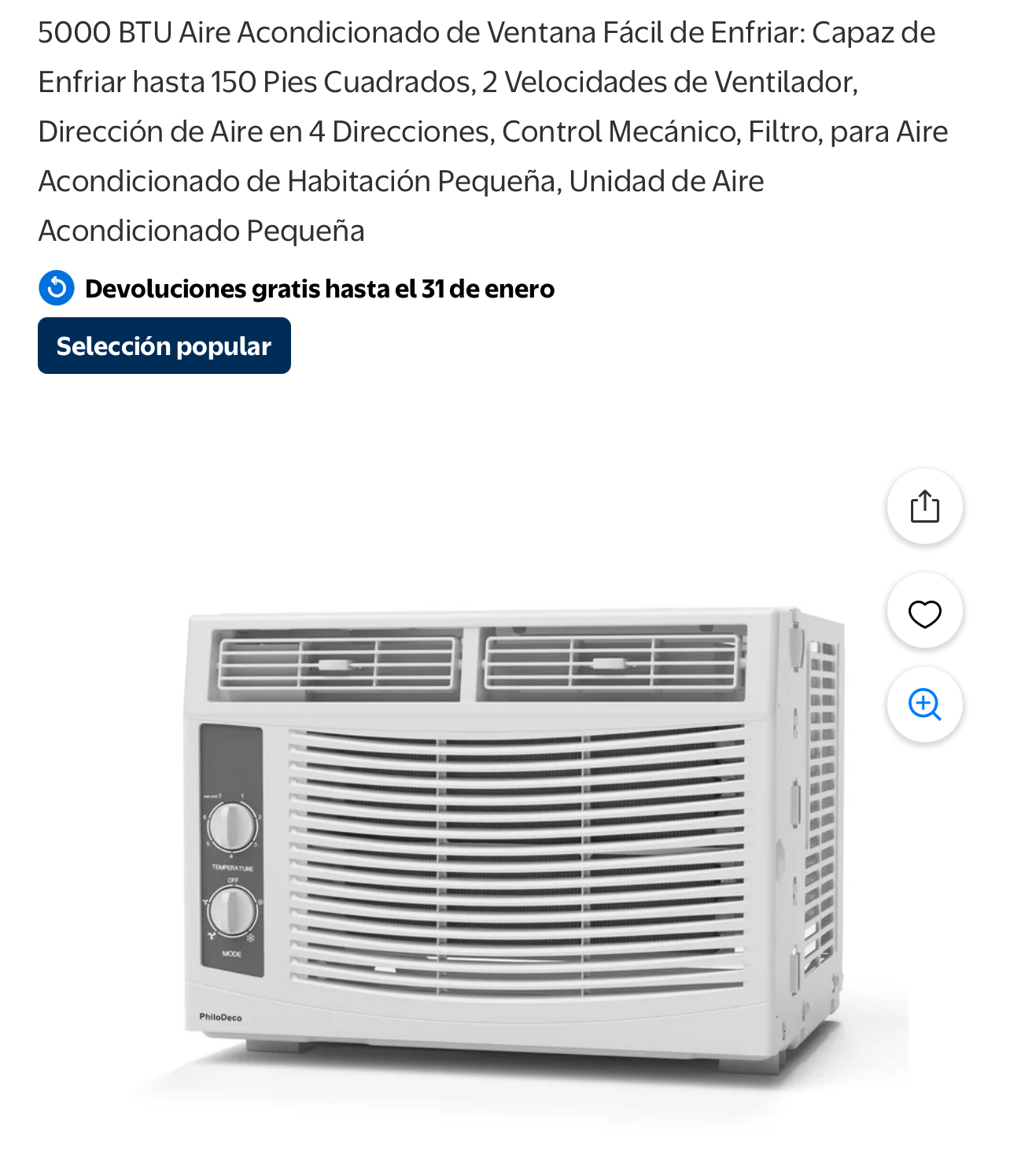 Aire acondicionado de ventana de 5000 BTU w