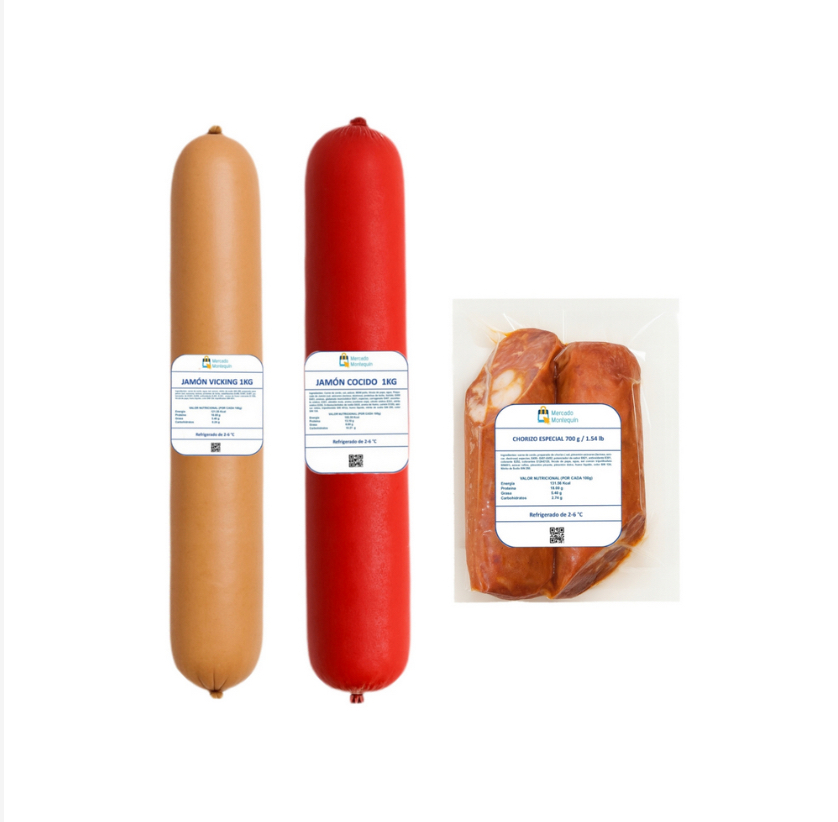 Jamón vicking, jamón cocido y chorizo especial