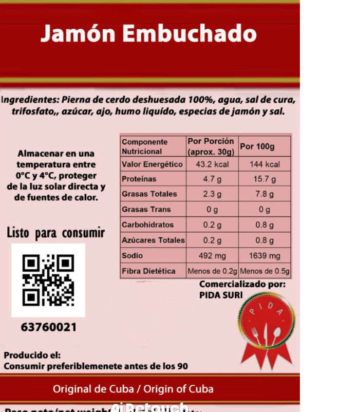 Jamón embuchado Pida (907 g / 2 lb)