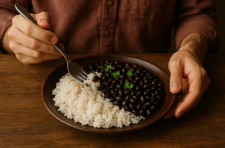 Combo de frijoles negros y arroz