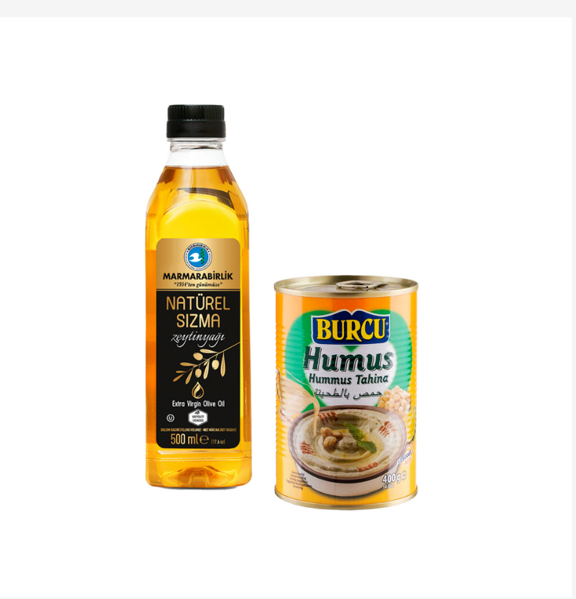 Aceite de oliva virgen extra y humus
