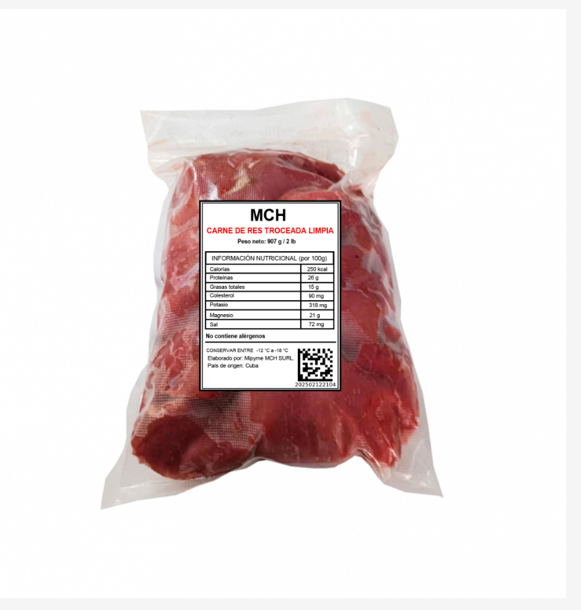 Carne de res troceada limpia MCH (907 g / 2 lb)