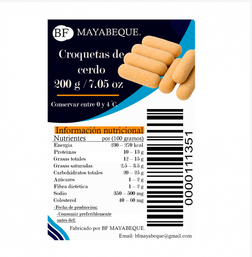Croquetas de cerdo bf Mayabeque 200 g / 7.05