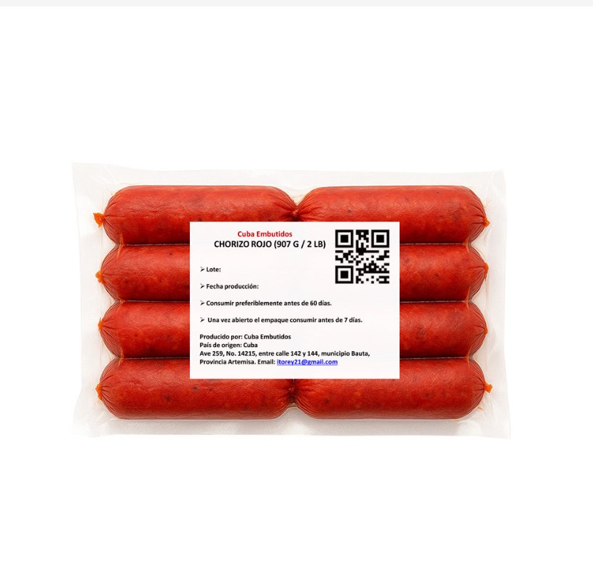 Chorizo rojo Cuba Embutidos 9.07 g/ 2 lb