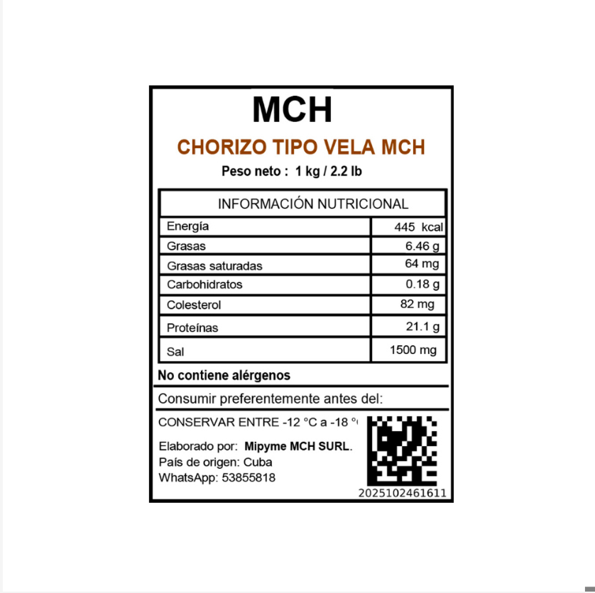 Chorizo Tipo Vela MCH