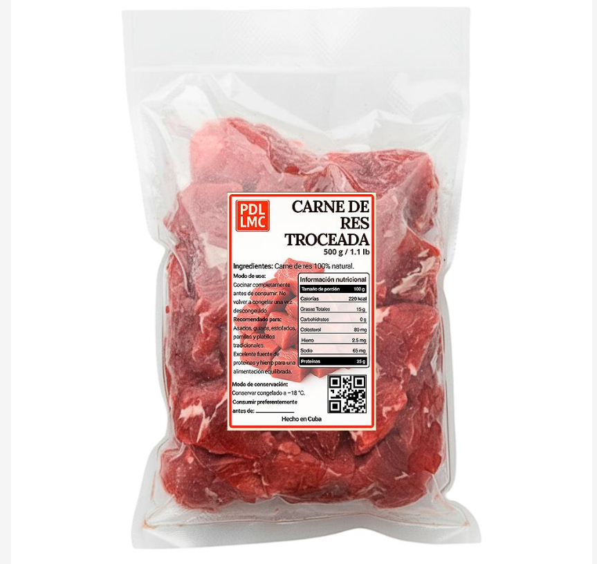 Carne de res troceada pdl lmc (500 g / 1.10 lb)
