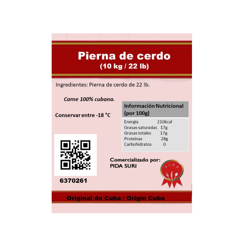 Pierna de cerdo Pida (10 kg / 22 lb)