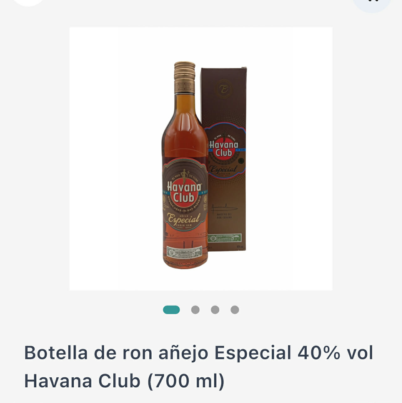 Botella de ron añejo Especial Havana Club