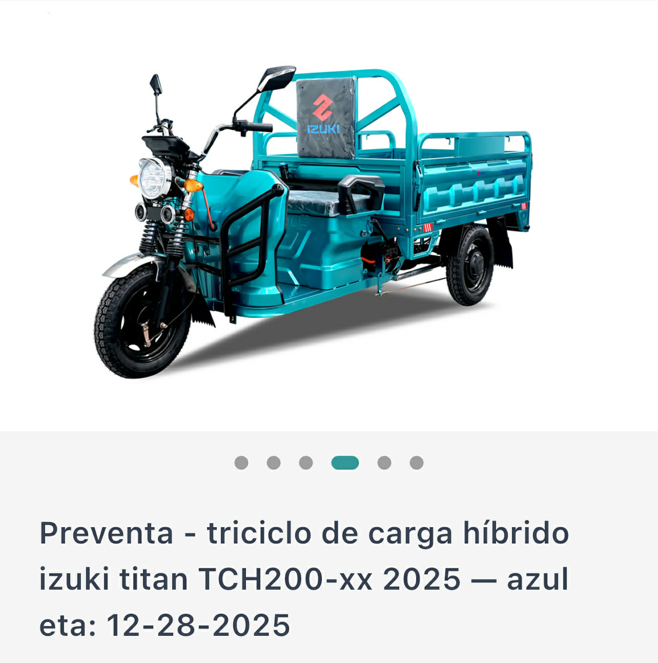 Triciclo de carga híbrido Izuki Titan TCH200-xx 2025
