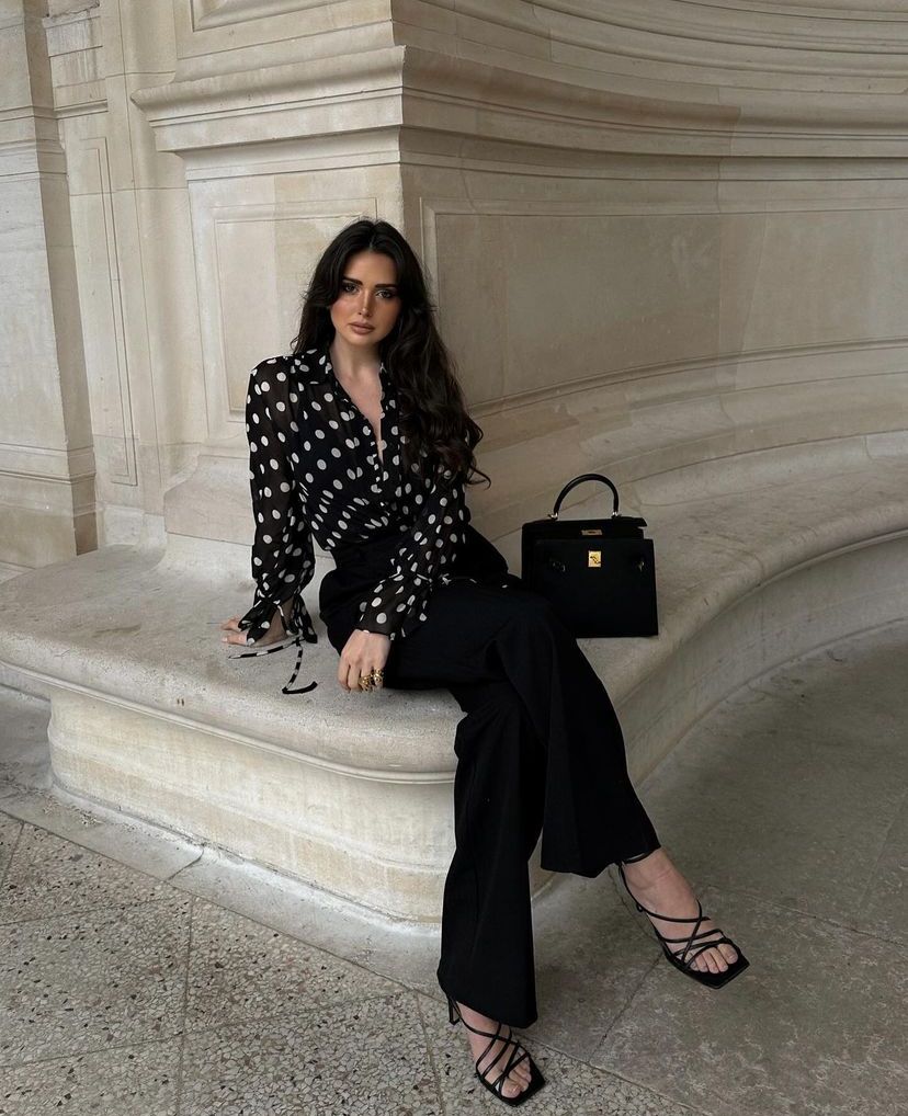 Black leather handbag