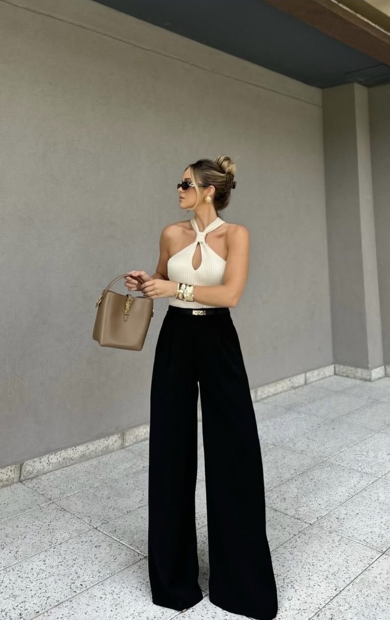High-Waisted Wide-leg Black Pants