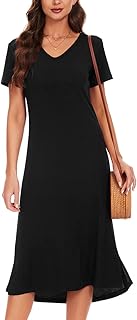 Black Short Sleeve Midi Dress