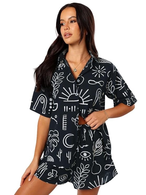 Graphic Print Casual Shirt Dress