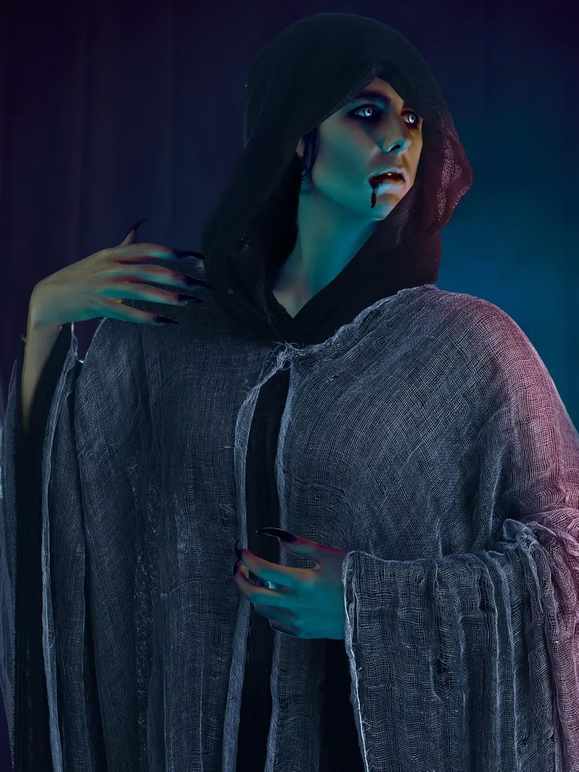 Cape en velours avec capuche pour homme et femme -140 cm