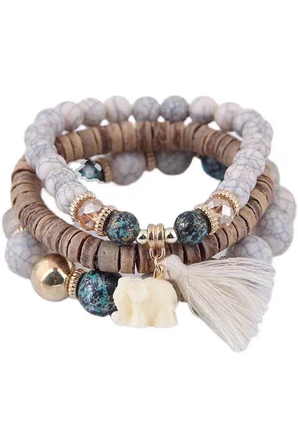 Boho Stackable Beaded Bracelet Set