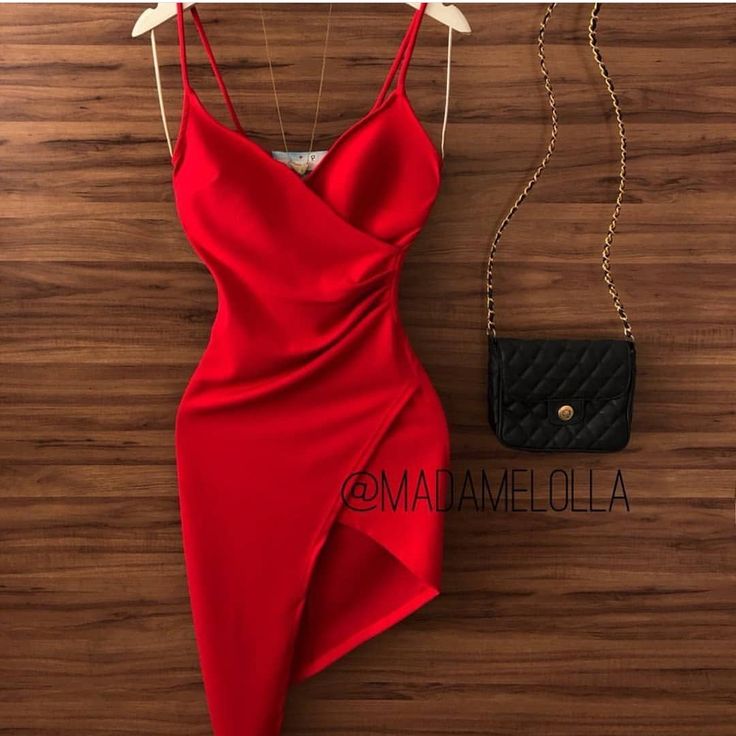 Red Asymmetrical Satin Dress