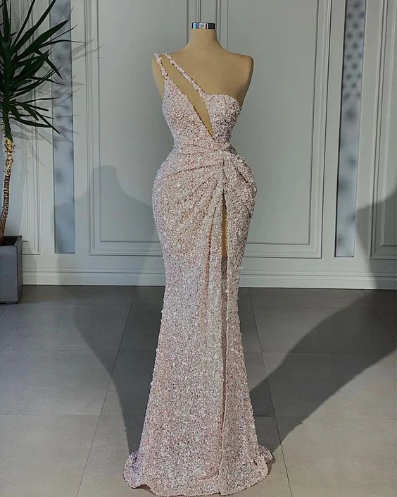 Elegant One-Shoulder Evening Gown