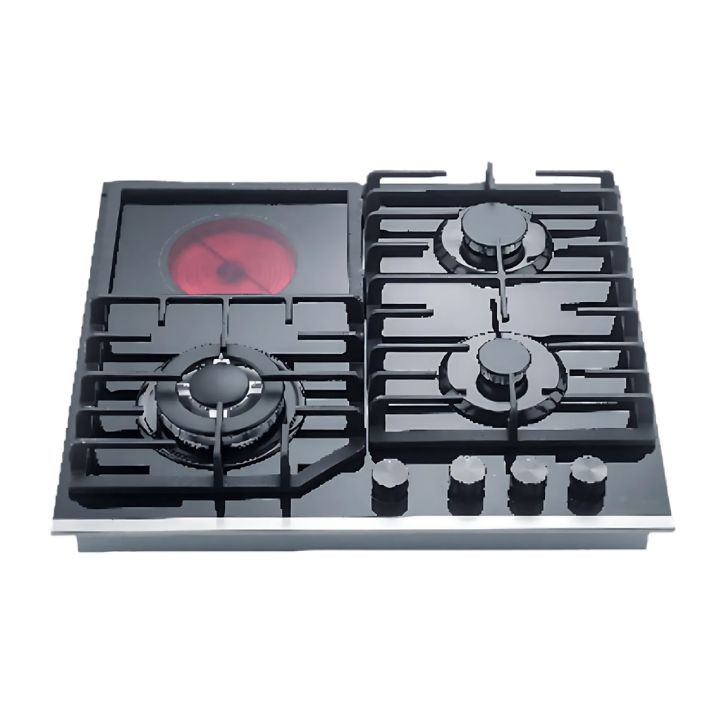 Glass Top Gas Stove with Electric Hob