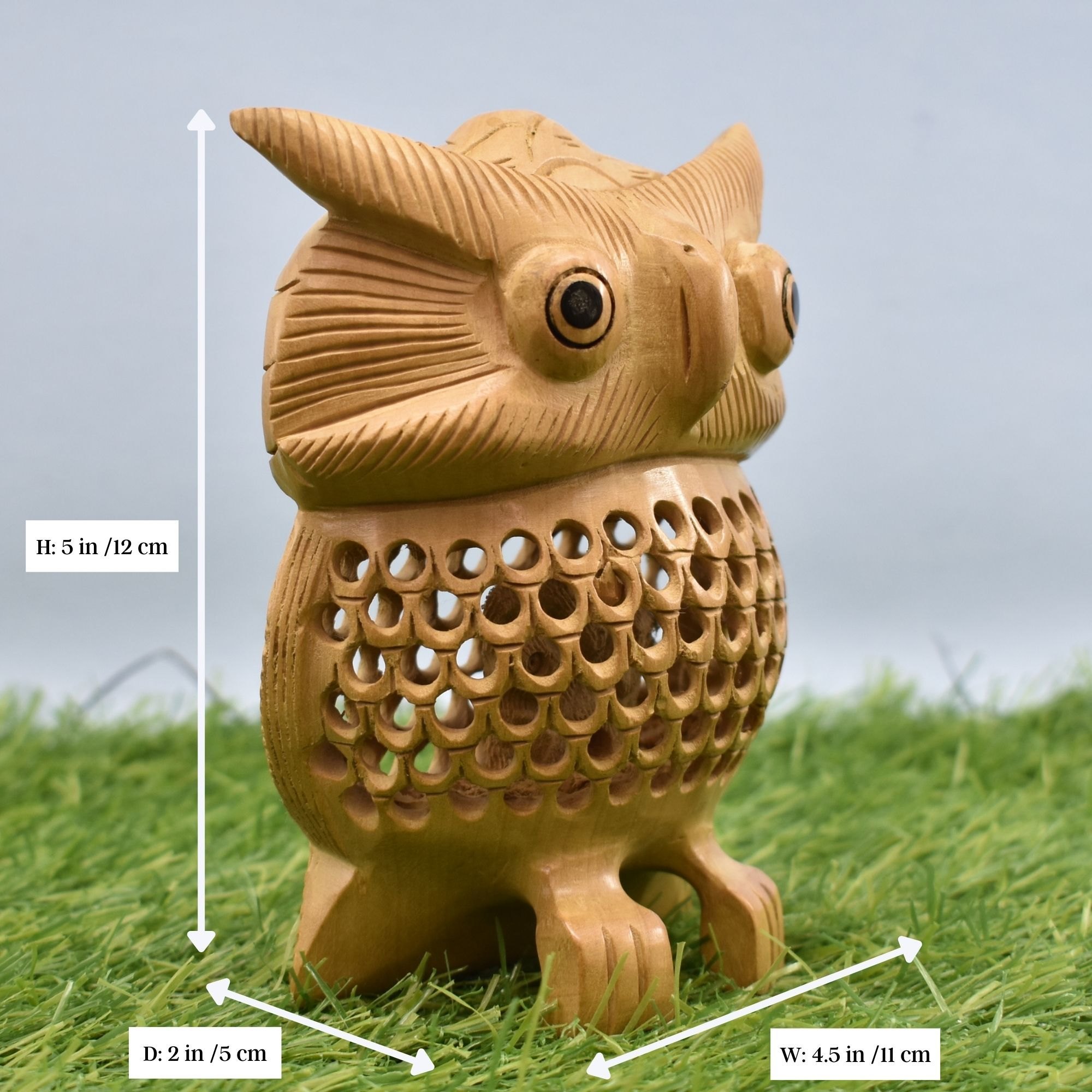 Hand-carved wooden owl