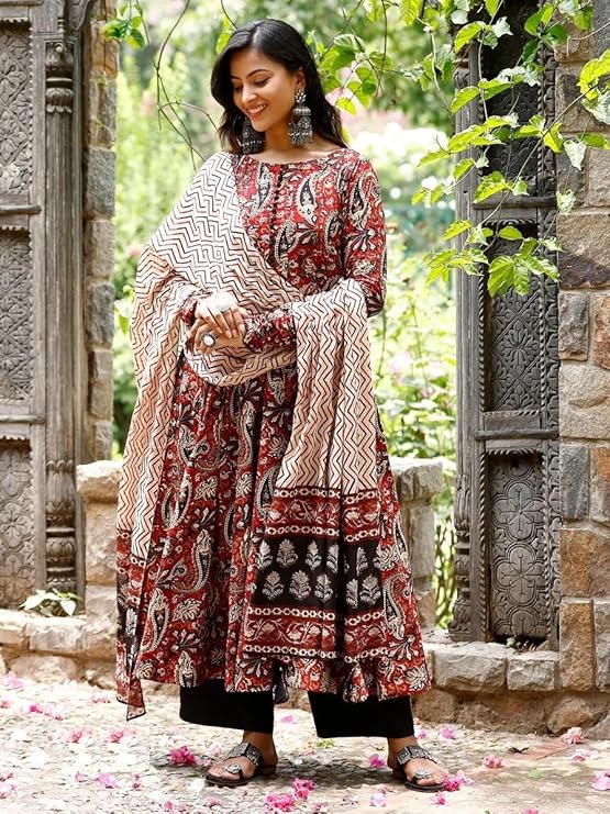 Traditional Printed Anarkali Suit