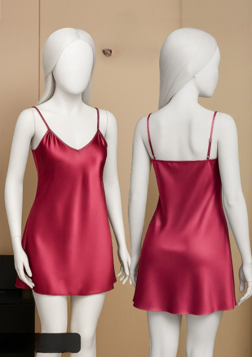 Black Satin Slip Dress – Sleeveless Camisole With Adjustable Thin Straps | Free Size 28-36 - Black/Blue/Maroon