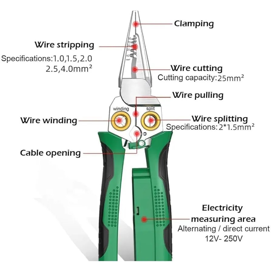 8-In-1 Wire Stripper & Voltage Tester – Multi-Purpose Electrical Tool For Professionals