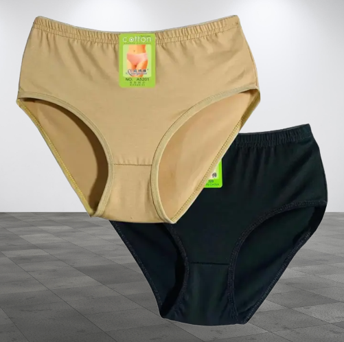 Pack Of 2 Cotton Panties – Comfortable & Lightweight Plain Design (S, M, L )(Random Color) - Large