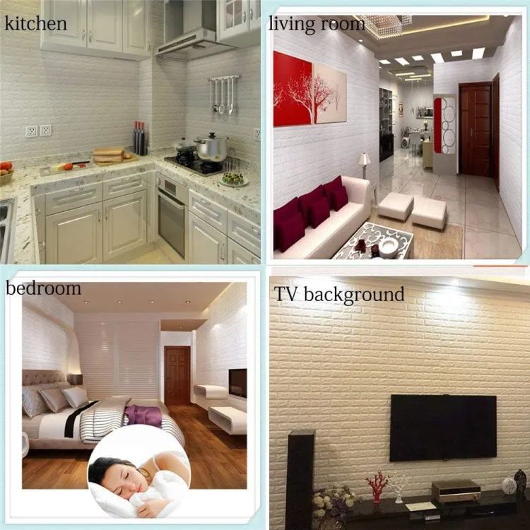 3D Brick Wall Stickers, Self Adhesive Wallpaper Foam Sheet White – 70*77cm